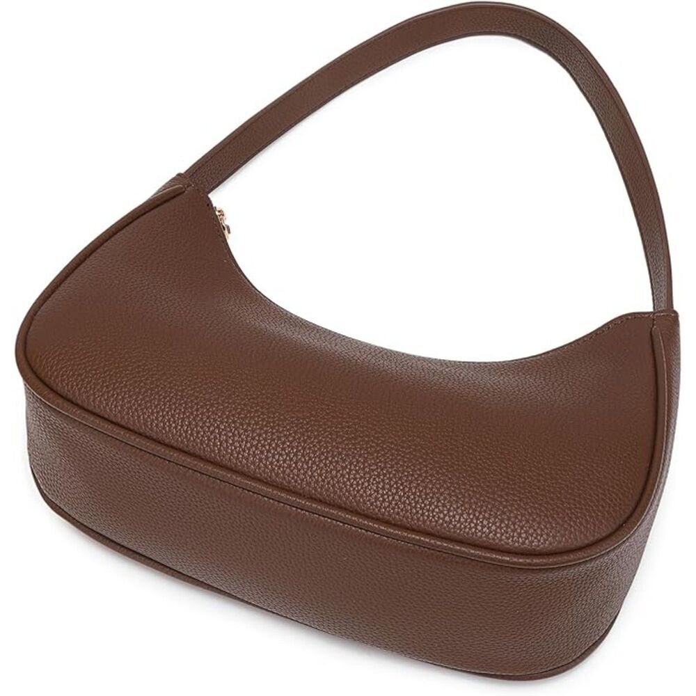 Women Lychee Pattern Coffee Imported Fashion Mini Clutch Underarm Mini Tote Bag - Picture 4 of 4